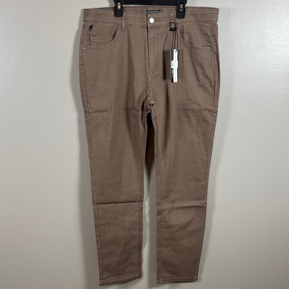 French Connection Cremini Brown Slim Straight-Leg Pants with Tag